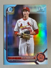 Pete Hansen 2022 1st Bowman Draft Chrome Sky Blue Refractor St. Louis Cardinals