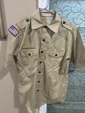 Boy Scout BSA UNIFORM SHIRT Men s Small Short Sleeve Tan H19