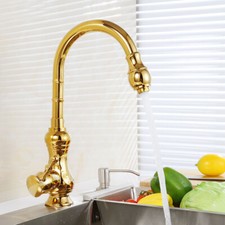 Luxury Gold Bathroom Kitchen Faucet Single Handle 360 Rotate Sink Mixer Tap