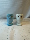 Vintage EAPG Challinor, Taylor & Co Blue & White Milk Glass Owl Creamer