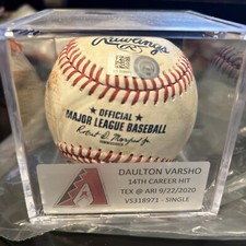 Daulton Varsho 14th Career Hit, Single - Game Used Pre-Rookie!