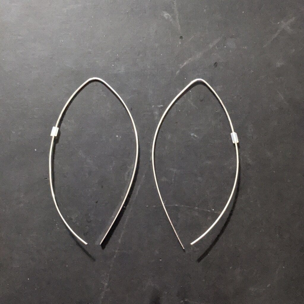 Silver Tone Hoop Style Threader Statement Earrings - image 1