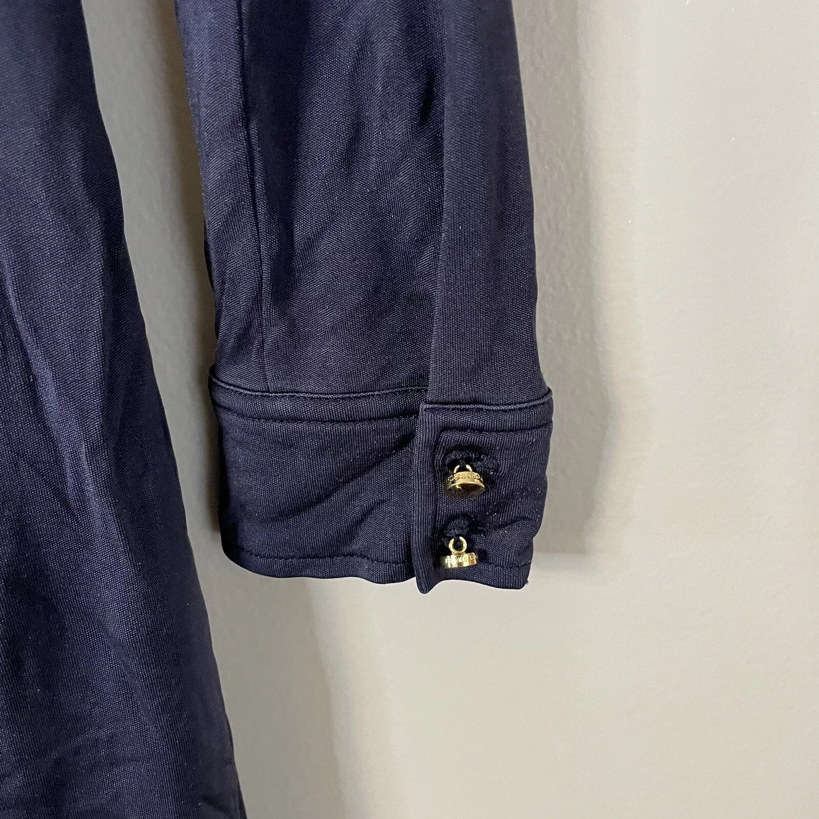 Abito midi blu navy Tory Burch seta abbottonato taglia S