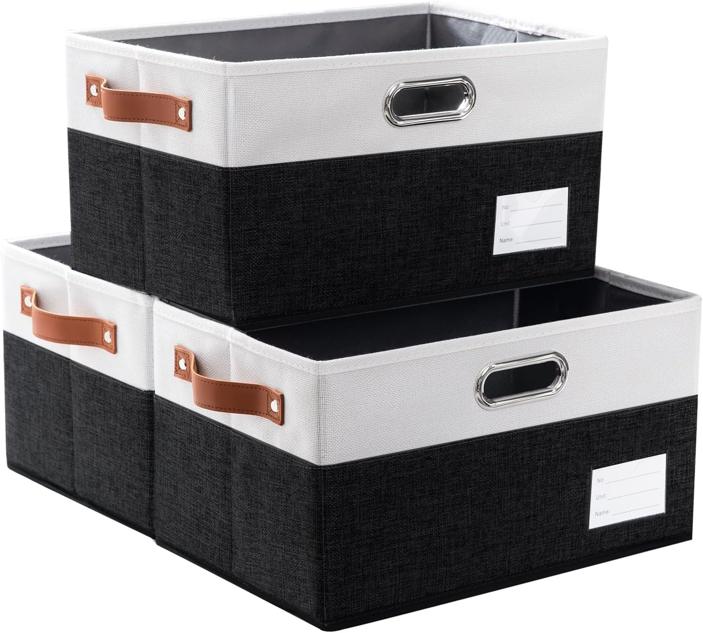 Foldable Storage Bins with Handles [3-Pack] Fabric Collapsible Storage Boxes Bas