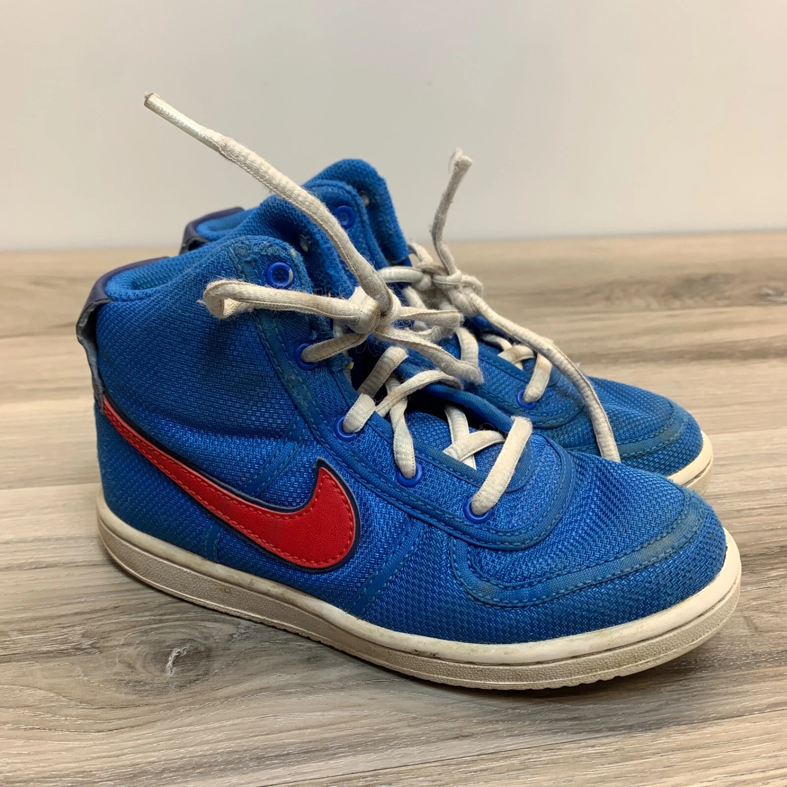 Baskets Nike Vandal High Supreme High Top bleues préscolaire 12,5 AH5252 à carreaux rouges