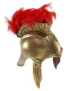 Gold Roman Helmet Gladiator Armor Plume Plastic Spartan Costume Accessory