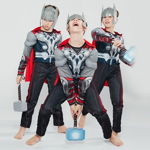 Boys Thor Costume Child Superhero Fancy Dress Cosplay Kids Halloween/Outfit - Picture 2 of 2