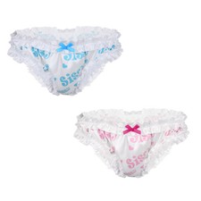 Mens Sissy Lingerie Crossdress Frilly Satin Bra Tops Bikini Briefs Underwear