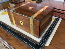 Antique 19thC. Brass Bound Rosewood Writing Slope Box -101-