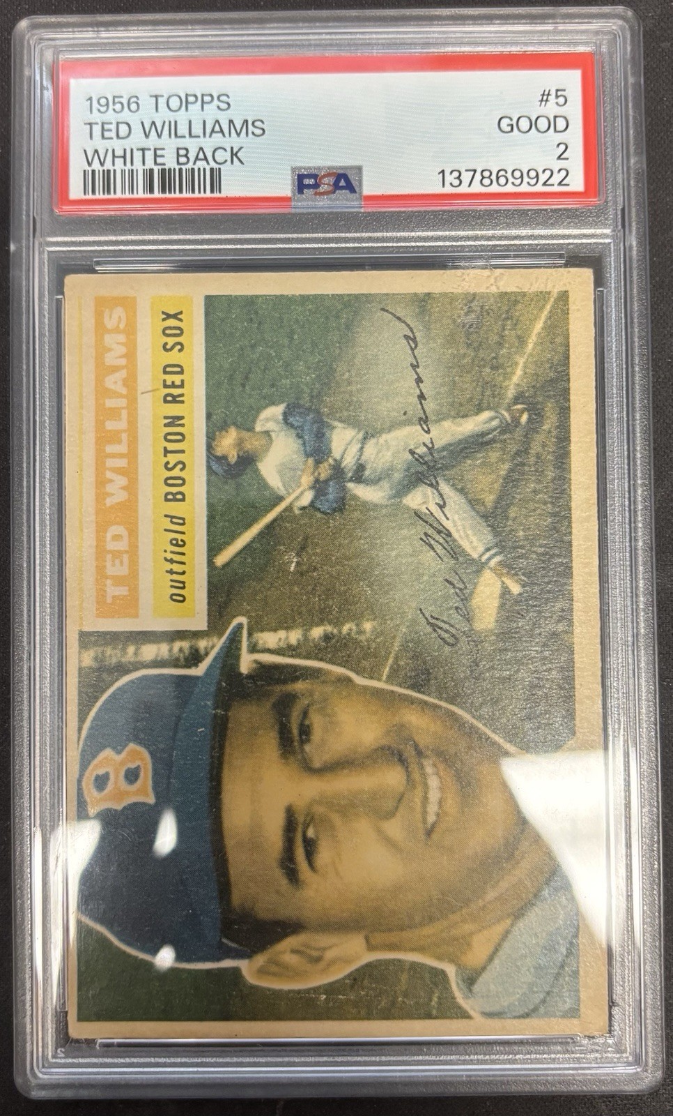 1956 Topps Baseball Ted Williams #5 White Back PSA 2 Good Boston Red Sox 