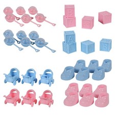 Plastic Baby Shower Favors Set Pink Blue Decorative Babies Theme Kids Party