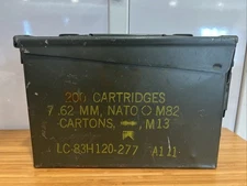 Military Ammo Box Can Crate 200 Cartridges M G M60 SCF 7.62 mm M13 M82 Cartons