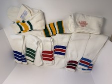 8 pair 70s 80s Vintage Retro 3 Stripes Tube Socks Stretch 9-15 RARE made in USA