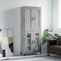 Schmales Hohes Highboard Betongrau 180X69,5X34 Cm Holzwerkstoff