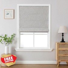 Joydeco Greyish White Roman Shades 26"W Blackout Blinds