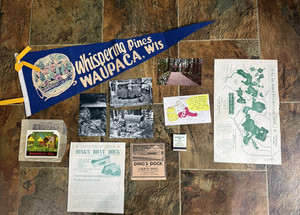 SOUVENIR BUNDLE Waupaca WI Wisconsin ChainOLakes DINGS DOCK Whispering Pines 50s