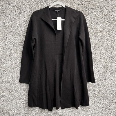 Eileen Fisher Sweater Jacket Women s M Brown Silk Cotton Interlock Collar Open L