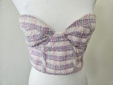 Zara Tweed Corset Cropped Top Size Medium