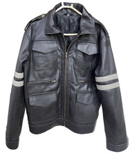 Resident Evil Leon Kennedy RE6 Black Leather Jacket Men Custom All Sizes