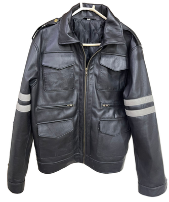 Resident Evil Leon Kennedy RE6 Black Leather Jacket Men Custom All