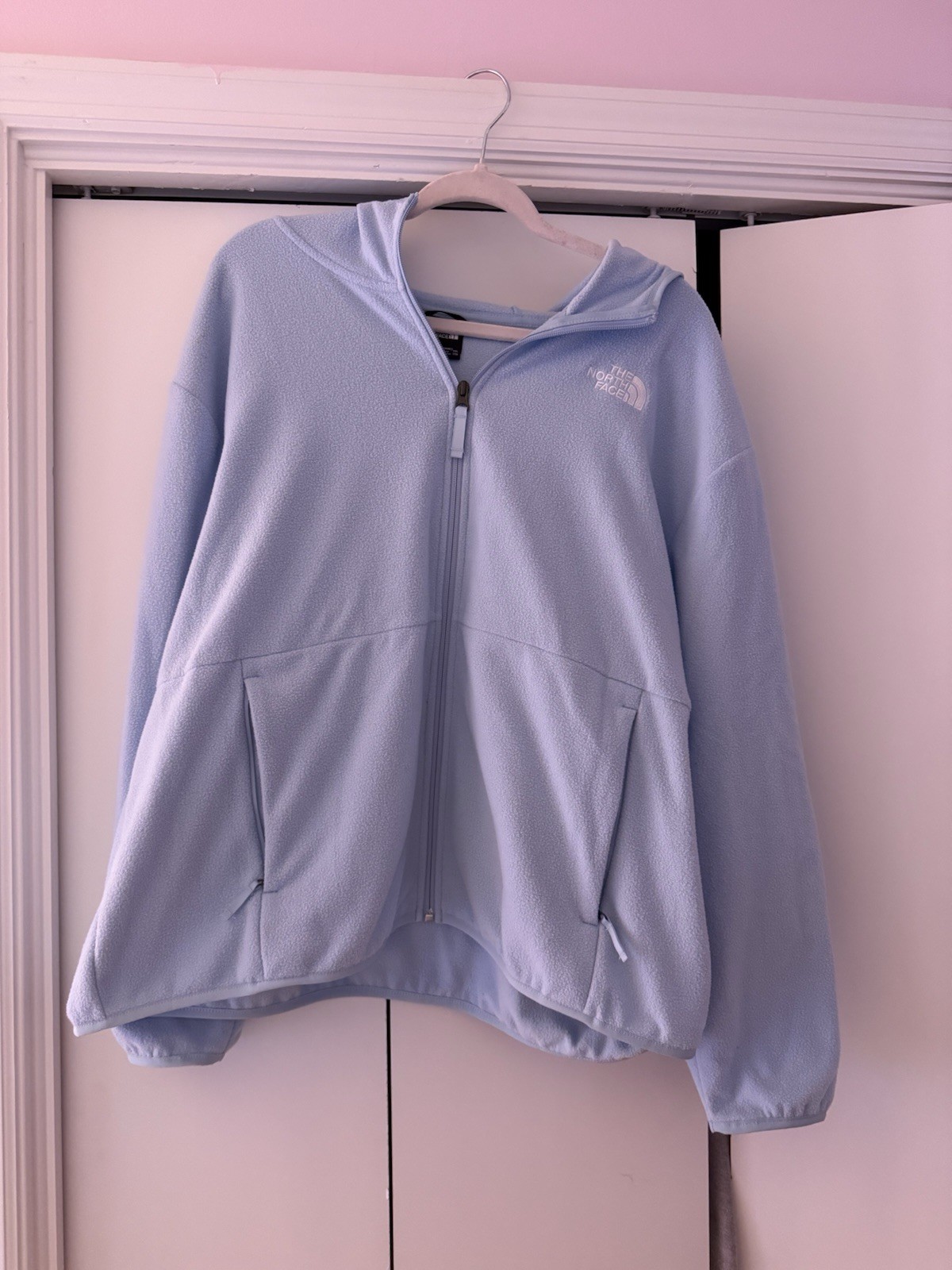 The North Face Women's Light Blue Hooded Full Zip Jacket XXL