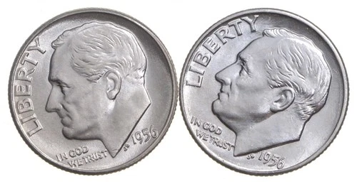 Choice Unc 1956 P+D Roosevelt Dime Gem BU Collection Lot Set *3015