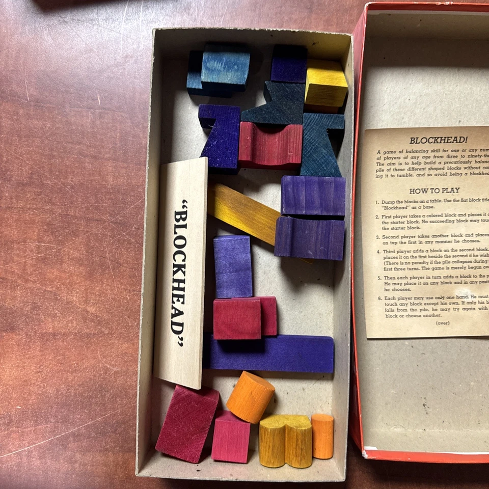 Vintage BLOCKHEAD Game 1954 SAALFIELD Are You A BLOCKHEAD? Party Game Complete - Image 2 of 4