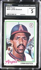 Graded 1978 Topps - Lyman Bostock #655 Angels Baseball Card: CGC 5 Excellent