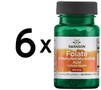 6 x Swanson Folate (5-Methyltetrahydrofolic Acid), 800mcg - 30 (122,19 EUR/kg)