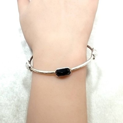 IPPOLITA Sterling Black Wonderland Five Stone Hammered 7.75'' Bangle Bracelet