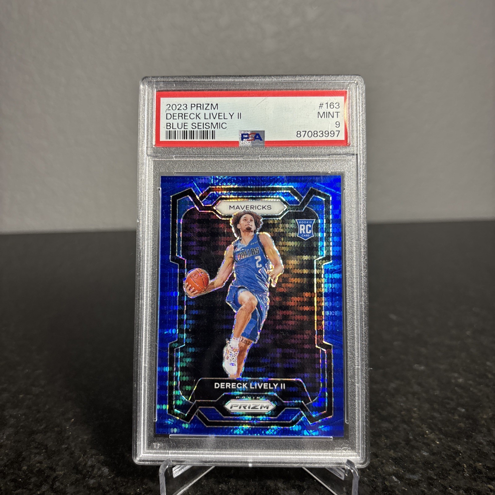 2023-24 Panini Prizm Blue Seismic Prizm 40/99 Dereck Lively II #163 Rookie RC