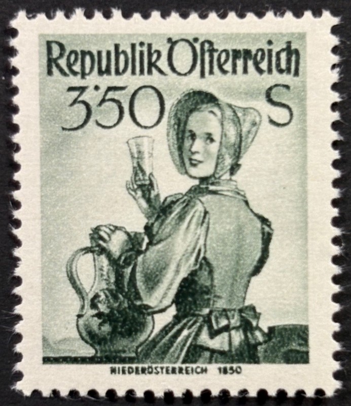 Austria, 3.50 S Austrian Costumes, MNH, Horz. Ribbing, Michel #923IIxa, Fine-VF