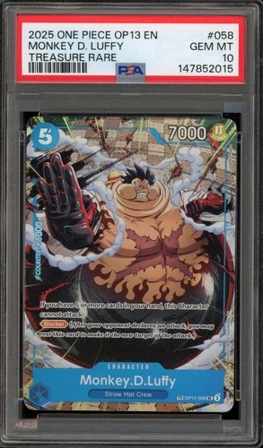 One Piece CCG Monkey.D.Luffy Treasure Rare OP11-058 PSA 10 Gem Mint