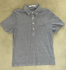 Criquet Polo Shirt Slim Fit Gray Striped Medium Golf Performance Pima Cotton