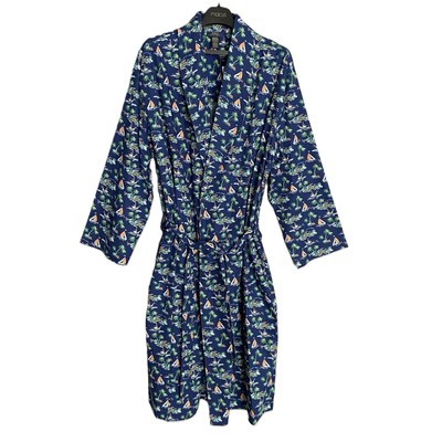 Polo Ralph Lauren Sleepwear Men's Cotton Robe Large/XL Blue Tropical NEW