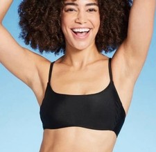 Wild Fable Women's Bralette Bikini Top Black Unpadded Pull Over Beach Size S