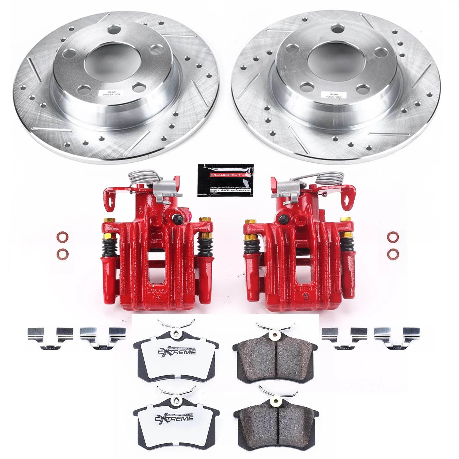 Power Stop KC941-26 Z26 Extreme Street Warrior 1-Click Brake Kit w/Calipers Rear