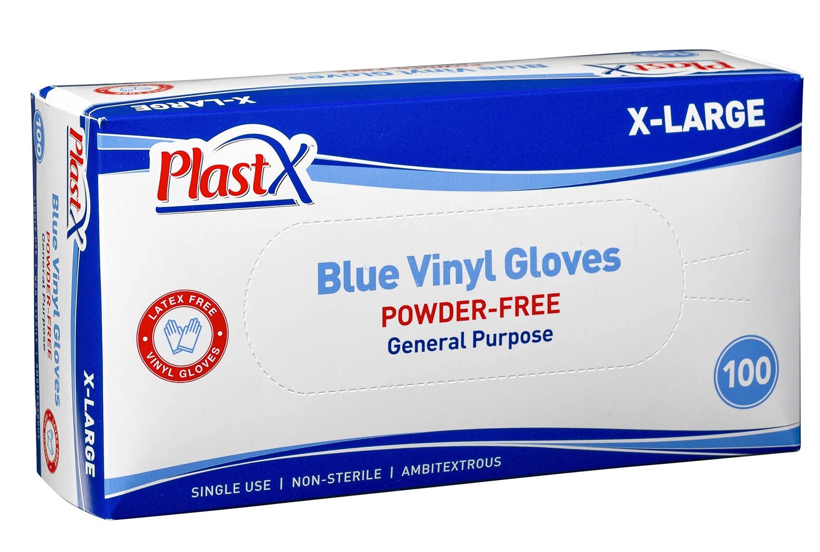100-Count XL Blue Vinyl Disposable Gloves for Cleaning & General Use