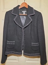 Ann Taylor Women's Black Tweed Weave Wool Blend Blazer Size 8