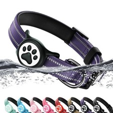 Airtag Dog Collar, Reflective Ultra-Durable Nylon Padded M 13  20  , Purple