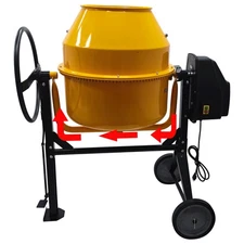110V Steel Drum 8.48 Cu.Ft Portable Concrete Cement Mixer with 2 Steel Blades