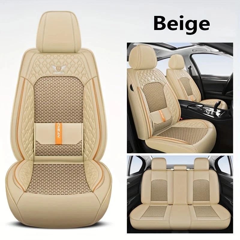 For BMW Full Set Car Seat Covers 5 Seats Leather Front & Rear Cushion Protectors - Image 3 of 4