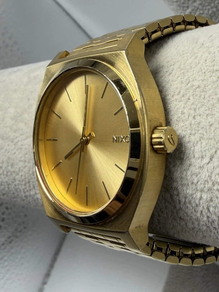 Nixon Minimal The Time Teller Gold Tone New Battery Mens Watch 37MM 7.25" - Image 2 of 4