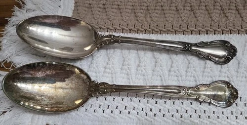 TWO GORHAM CHANTILLY 136 gm STERLING SILVER large  SERVING SPOONS 8 1/2"