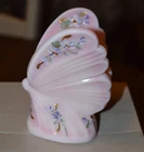 Fenton Hand Painted Retired Butterfly Glass Figurine Pink Floral Signed USA
