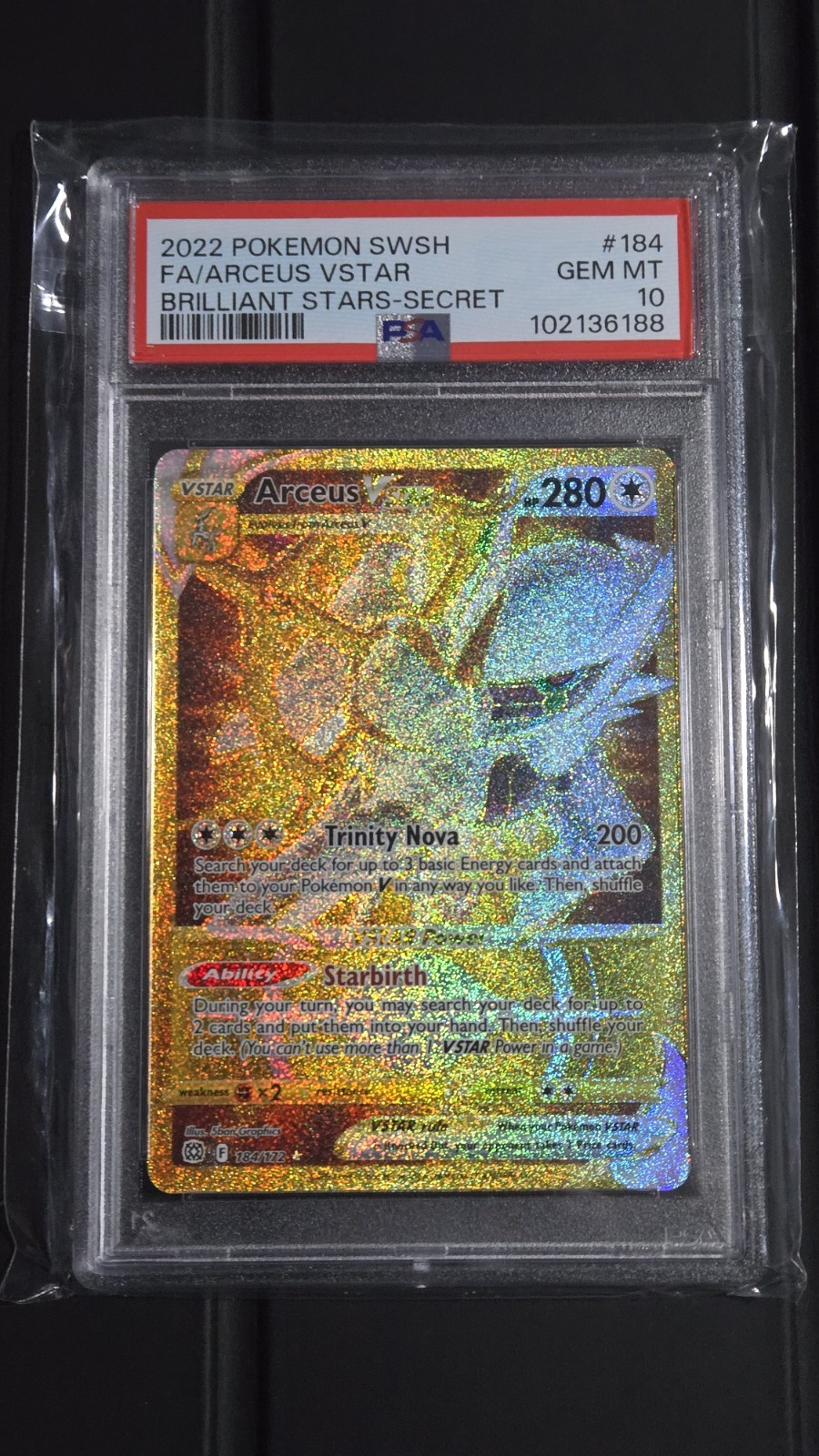 Pokemon- Arceus VStar Secret Rare 184 *GEM MINT PSA 10* Brilliant Stars Gold