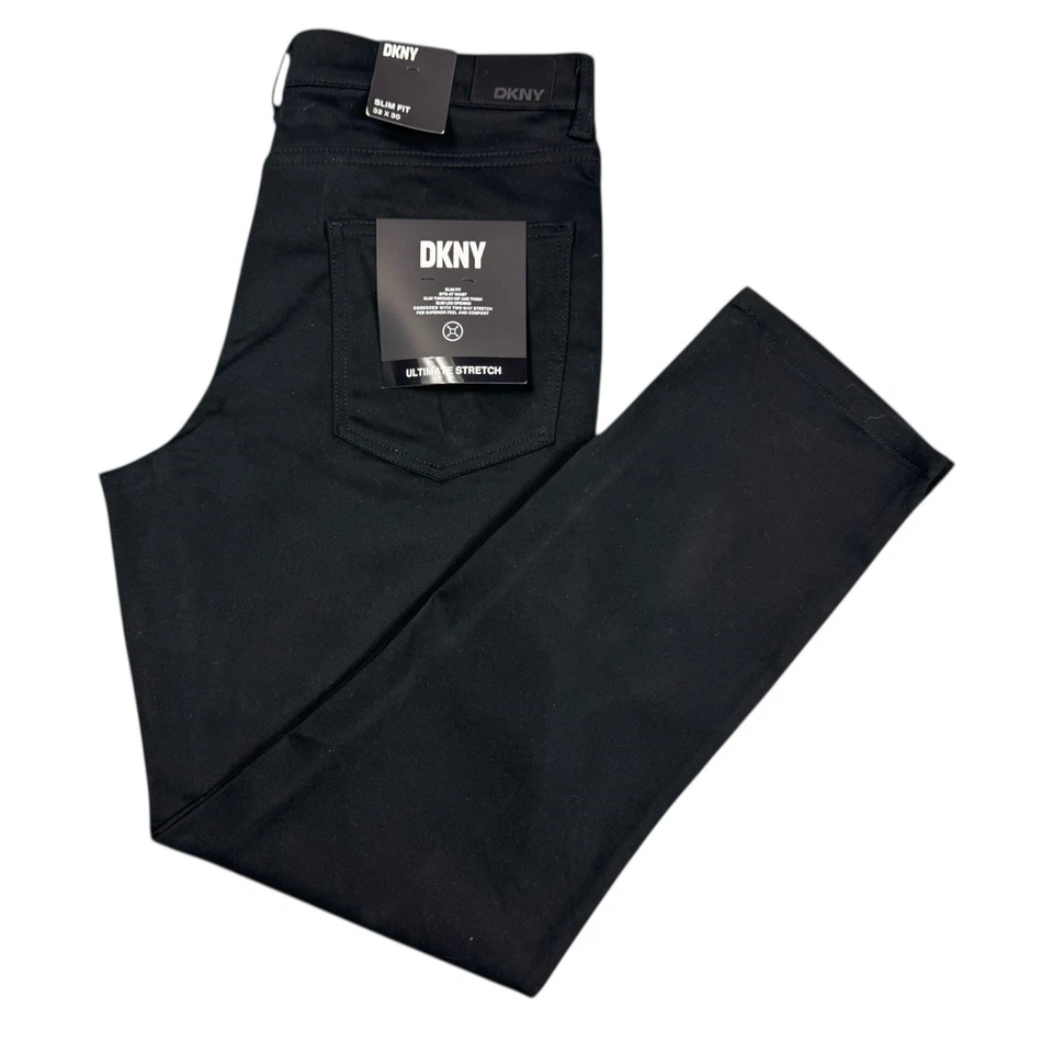 Pantalones DKNY Para Hombres Talla 32x30 Stanton Calce Ajustado Ultimate Stretch Negros 5 Bolsillos Foto 4 de 4