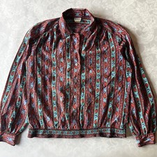 Rare Vintage 80s Dalton Paisley Print Blouse Bomber - Made In USA -Size 8