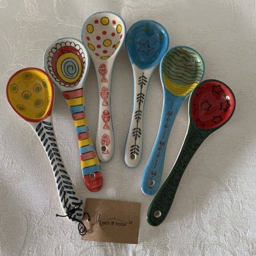 Cuore e Casa Set di Cucchiai da Servizio 6 Pezzi,Ceramica,Multicolore - Foto 3 di 7