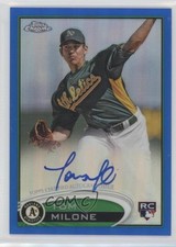 2012 Topps Chrome Rookie Blue Refractor 66/199 Tommy Milone Tom #169 Auto 2a9